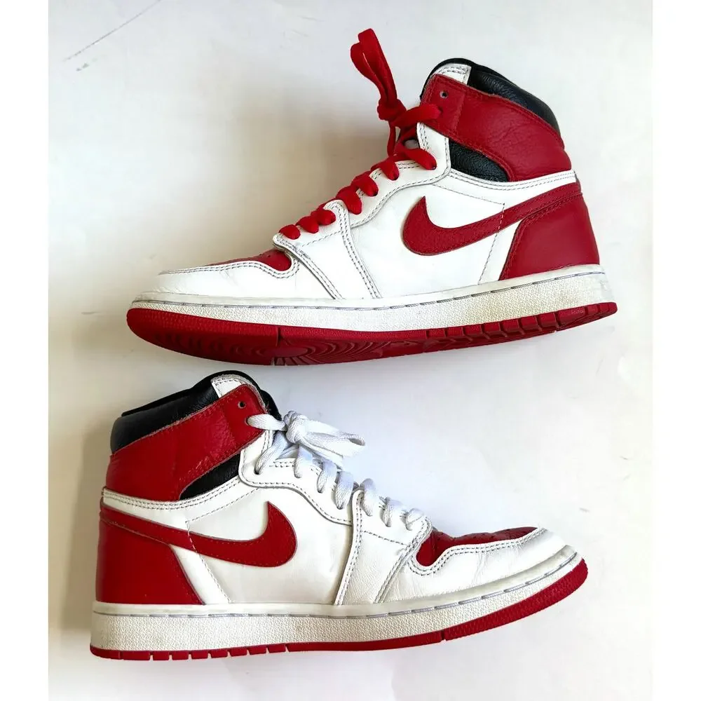 Nike Retro 1 Air Jordan Mid Sneakers Red Black White Size 7 Youth/8.5 Women